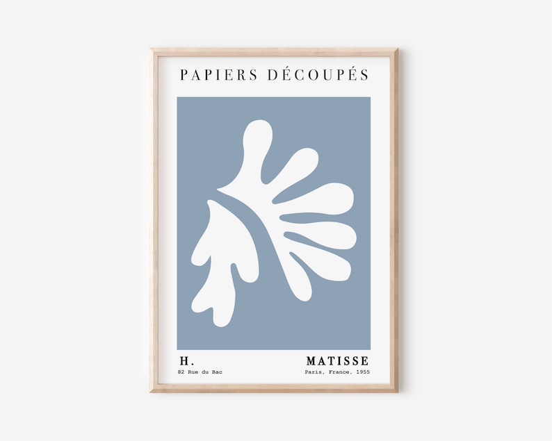 Triptych Matisse Prints for Pastel Blue Wall Decor