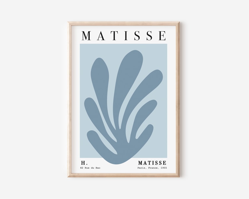 Triptych Matisse Prints for Pastel Blue Wall Decor