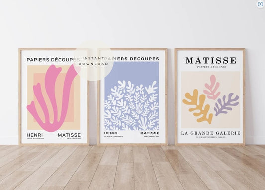 Henri Matisse Colorful Print Trio: Boho Wall Decor