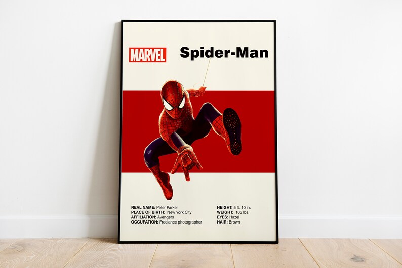 Mid-Century Modern Marvel: Spider-Man Printable Wall Poster