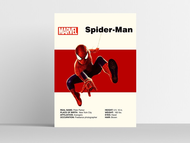 Mid-Century Modern Marvel: Spider-Man Printable Wall Poster