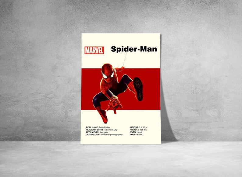 Mid-Century Modern Marvel: Spider-Man Printable Wall Poster