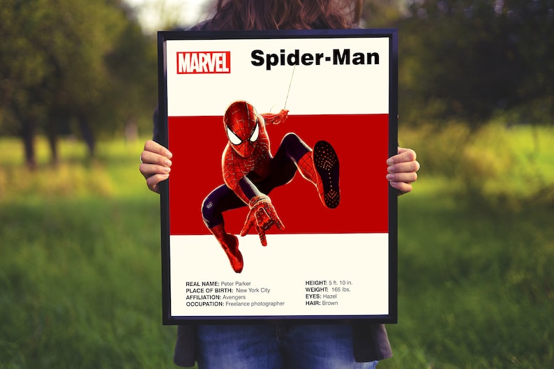 Mid-Century Modern Marvel: Spider-Man Printable Wall Poster