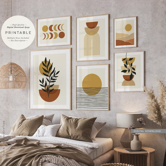 Bohemian Abstract Wall Art Set of 6: Digital Downloads