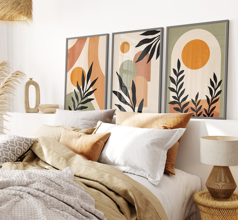 Boho Abstract Wall Art Trio (Unframed)