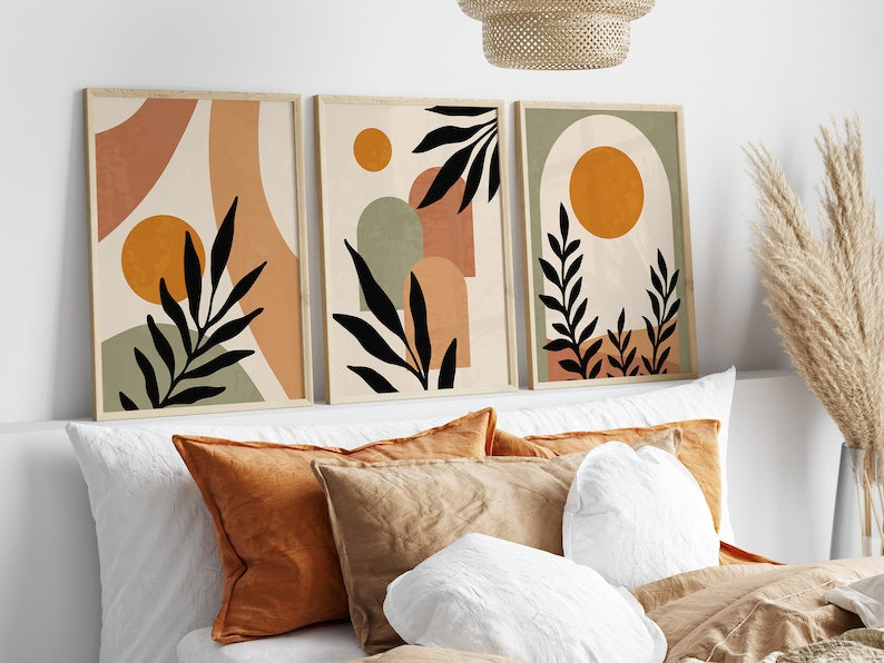 Boho Abstract Wall Art Trio (Unframed)