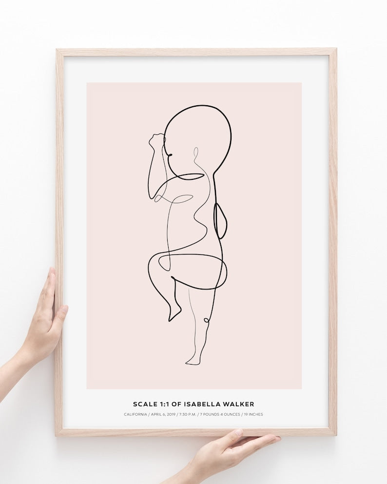 Personalized 1:1 Scale Birth Poster - Digital