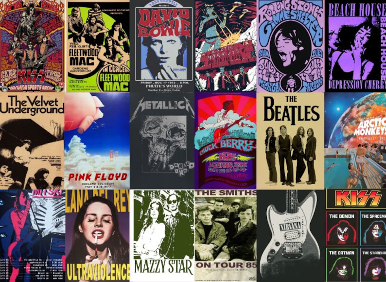 Nostalgic Rock Concert Poster Collage Kit