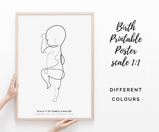 Personalized 1:1 Scale Birth Poster - Digital