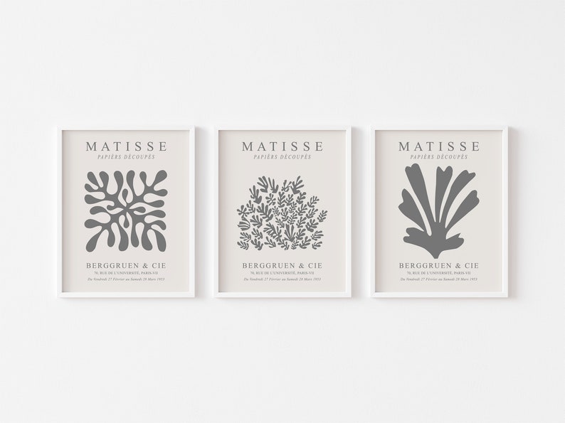 Elegant Matisse Print Set: Neutral Wall Art Trio