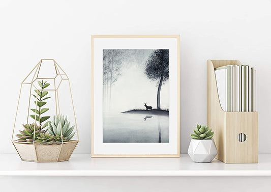 Watercolor Nature Print - Forest Landscape Art