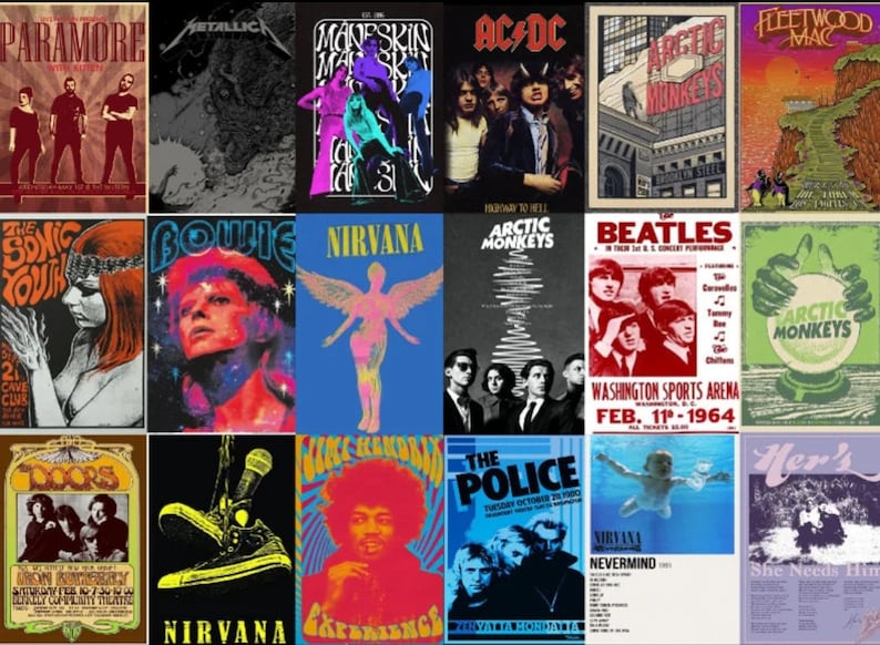 Aesthetic Wall Decor: 500 pcs Retro Band Poster