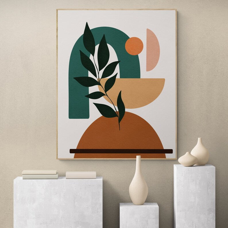 Boho Abstract Wall Art Set of 10, Mid-Century Modern Prints