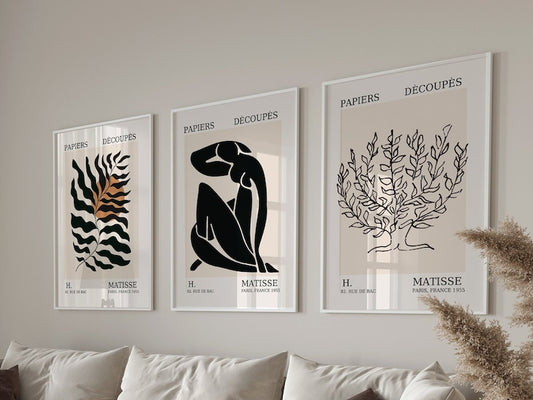 Matisse Wall Art Set: Nu Bleu, Abstract Woman, La Gerbe Prints