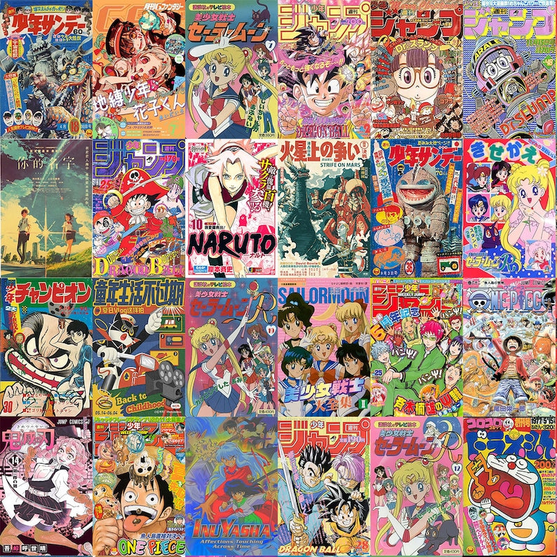 Nostalgic Anime Collage Kit for Aesthetic Room Decor