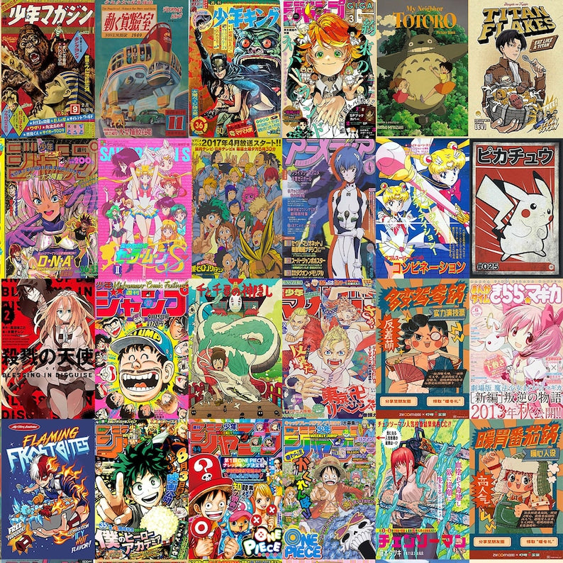 Nostalgic Anime Collage Kit for Aesthetic Room Decor