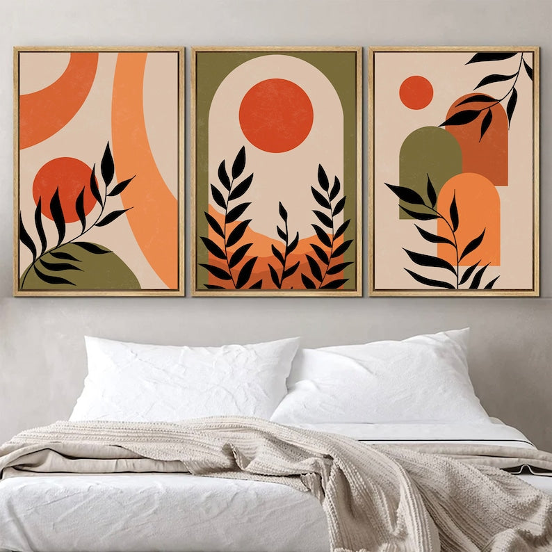 Boho Abstract Wall Art Trio: Neutral Elegance