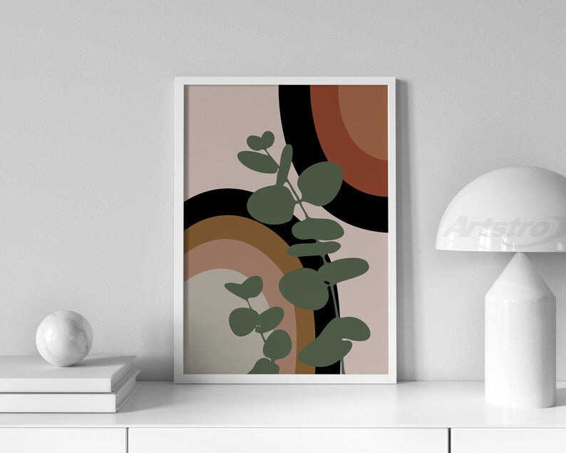 Boho Abstract Wall Art Trio: Scandi Mid-Century Prints