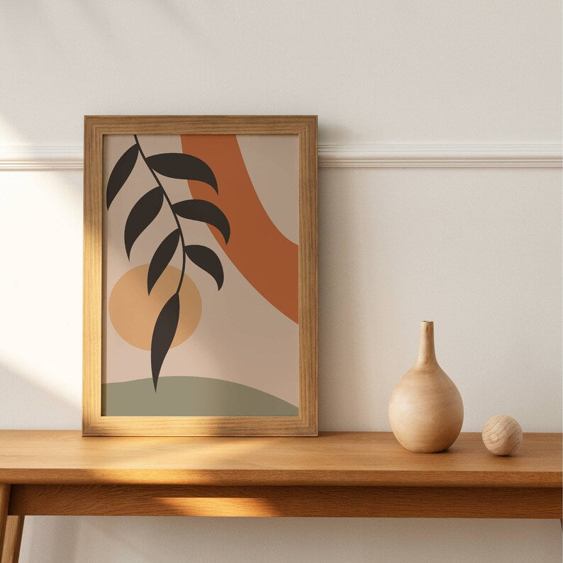 Serene Boho Trio: Beige, Green, Terracotta Abstract Prints