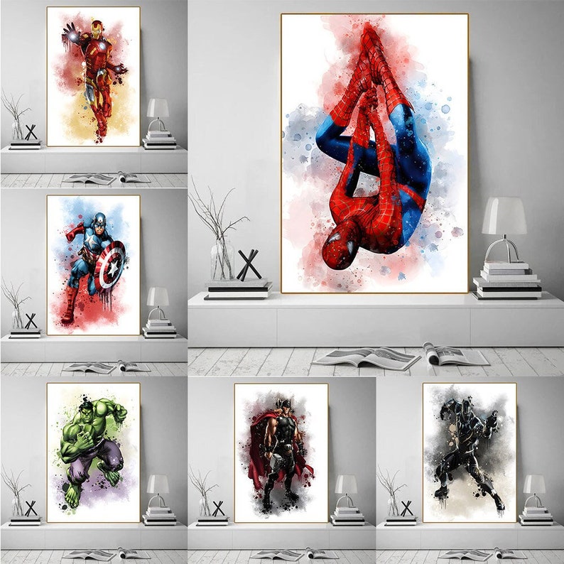 Marvel Superhero Canvas Wall Art: Spiderman, Ironman, Hulk