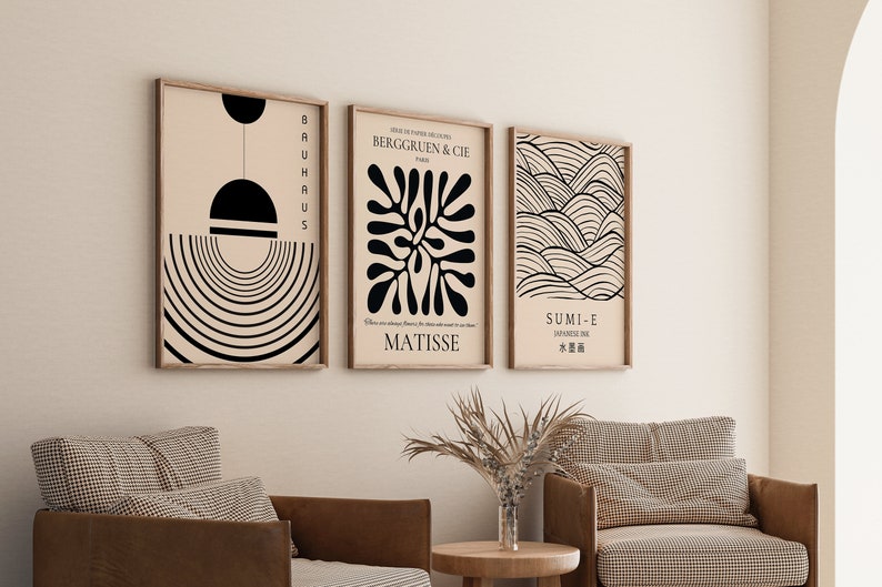 Matisse Bauhaus Poster Set: Japanese Ink Abstract Art for Home Decor