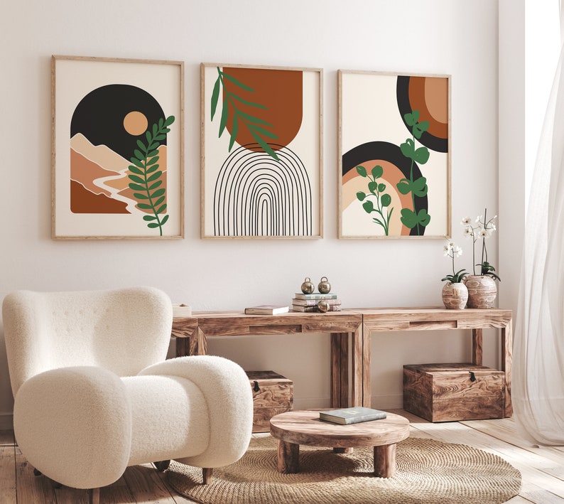 Boho Abstract Wall Art Prints (Set of 3)