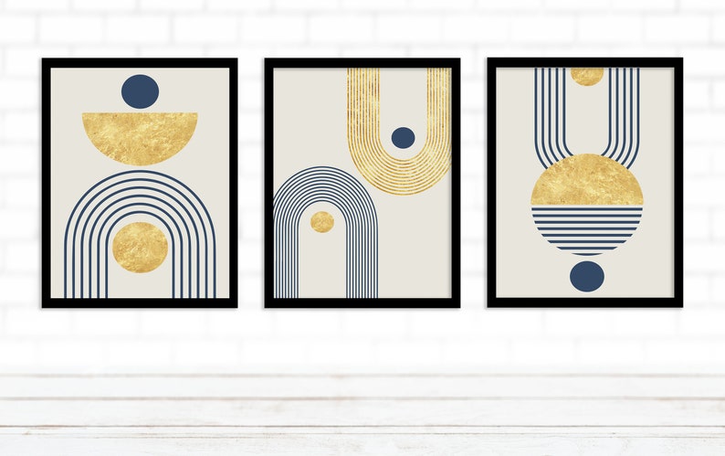 Boho Abstract Wall Prints, Set of 3 | Mid-Century Modern Art