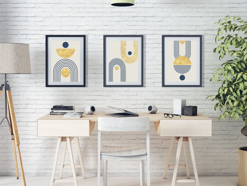 Boho Abstract Wall Prints, Set of 3 | Mid-Century Modern Art