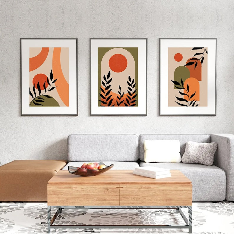 Boho Abstract Wall Art Trio: Neutral Elegance