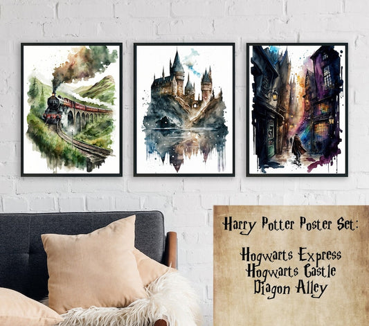 Hogwarts Watercolor Prints: Magical Wall Art for Potterheads