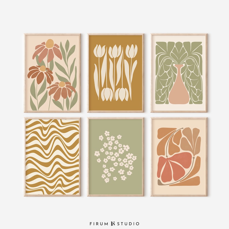 Earth Tone Gallery Art Prints: Boho Wall Decor for Serene Spaces