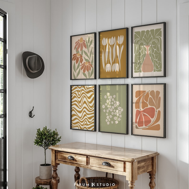 Earth Tone Gallery Art Prints: Boho Wall Decor for Serene Spaces