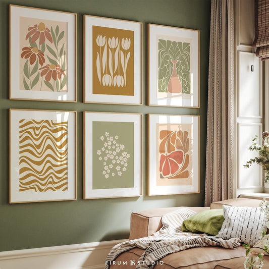 Earth Tone Gallery Art Prints: Boho Wall Decor for Serene Spaces