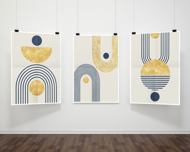 Boho Abstract Wall Prints, Set of 3 | Mid-Century Modern Art