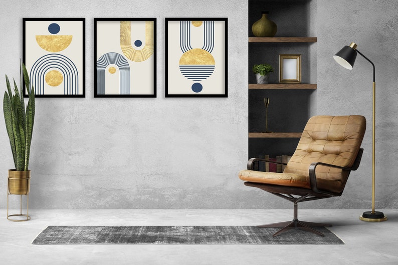 Boho Abstract Wall Prints, Set of 3 | Mid-Century Modern Art