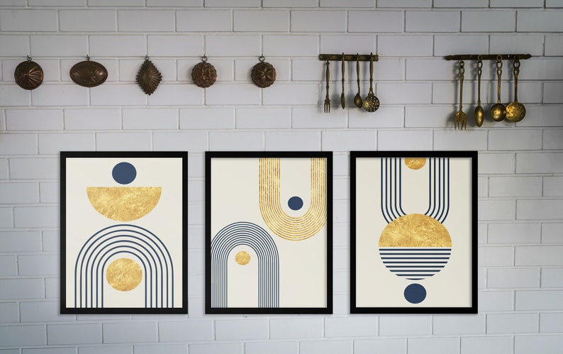 Boho Abstract Wall Prints, Set of 3 | Mid-Century Modern Art