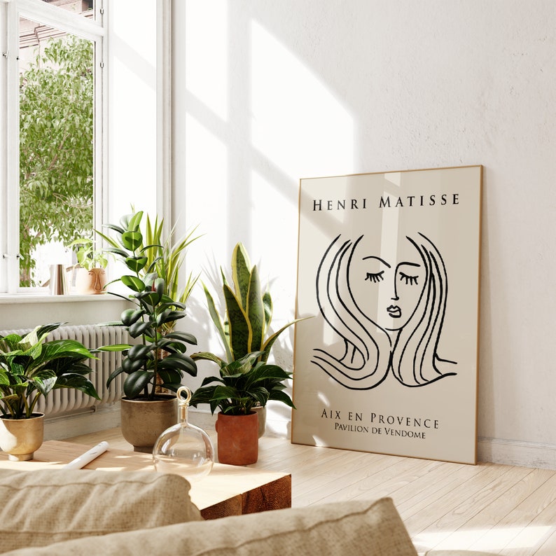 Matisse Portrait Prints Trio: Neutral Elegance for Modern Walls