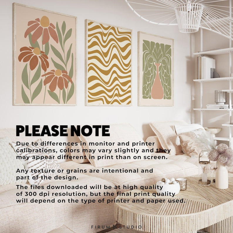 Earth Tone Gallery Art Prints: Boho Wall Decor for Serene Spaces