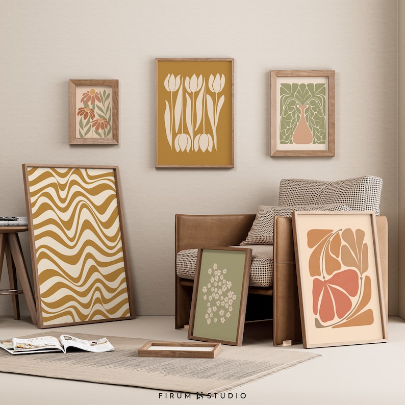 Earth Tone Gallery Art Prints: Boho Wall Decor for Serene Spaces