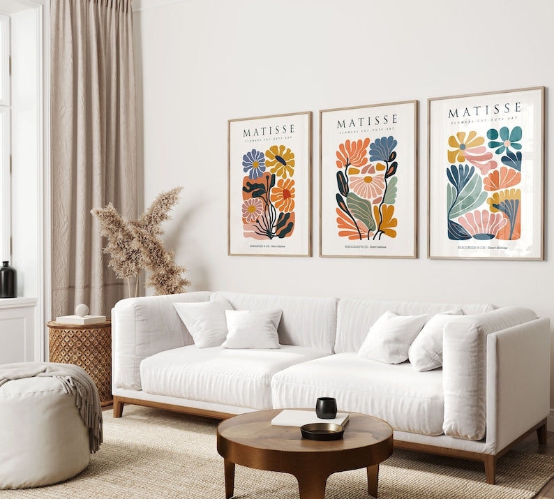 Matisse Flower Market Print Trio: Boho Wall Art for Modern Spaces