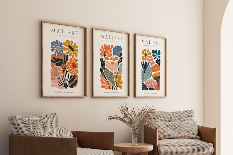 Matisse Flower Market Print Trio: Boho Wall Art for Modern Spaces