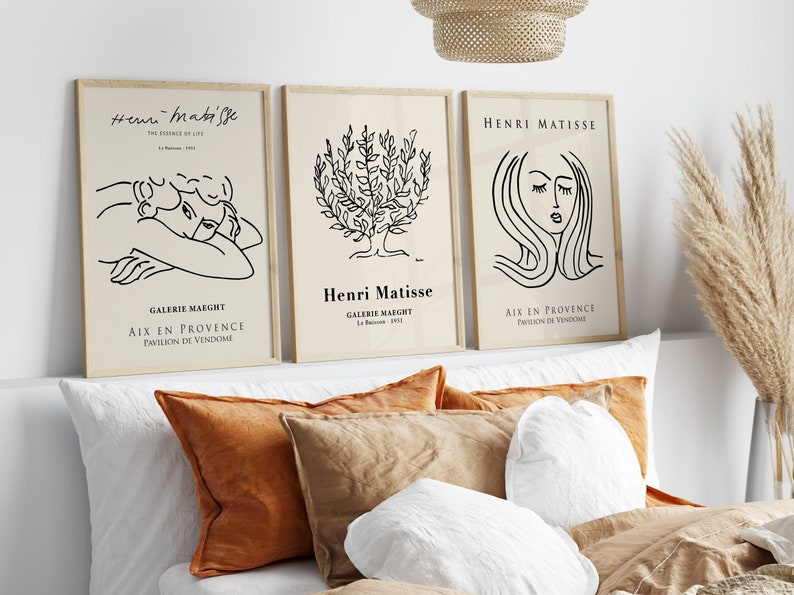 Matisse Portrait Prints Trio: Neutral Elegance for Modern Walls