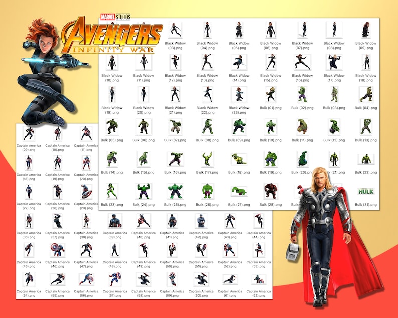 Marvel Avengers Heroes Clipart PNG Posters