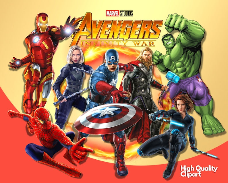 Marvel Avengers Heroes Clipart PNG Posters