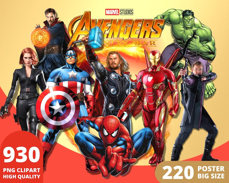 Marvel Avengers Heroes Clipart PNG Posters