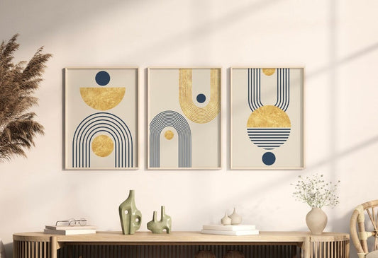 Boho Abstract Wall Prints, Set of 3 | Mid-Century Modern Art