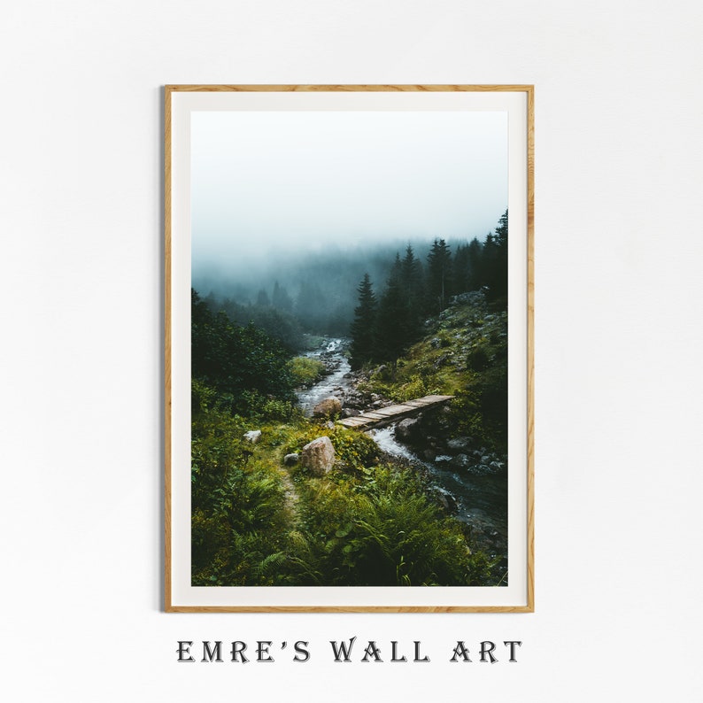 Rustic Pine Forest Landscape Print: Printable Wall Decor