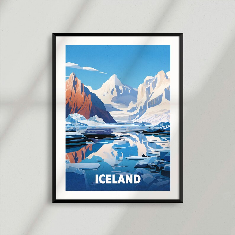 Iceland's Serene Lake: Minimalist Nature Poster