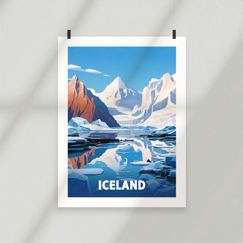 Iceland's Serene Lake: Minimalist Nature Poster