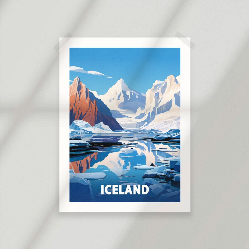 Iceland's Serene Lake: Minimalist Nature Poster